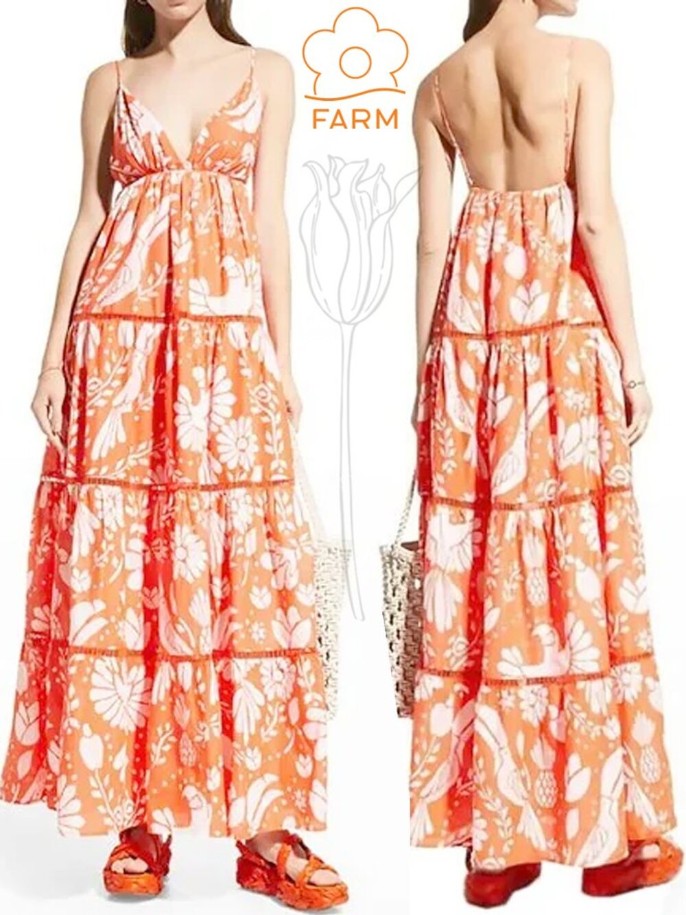 Farm Rio Orange Neon Jungle Maxi